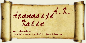 Atanasije Kolić vizit kartica